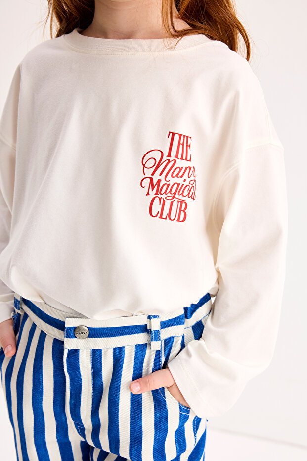 The Magical Club Ecru Printed Long Sleeve Tshirt