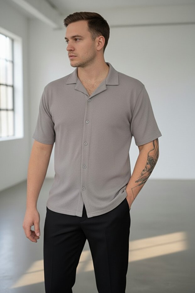 Men's Smoke Gray Short Sleeve Wrap Shirt