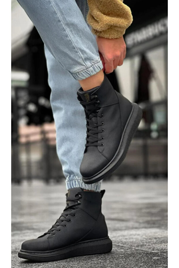 High Sole Shoes B-080 Black (Black Sole)
