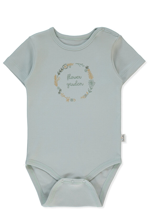 Interlock Short Sleeve Body Suit (Flower Garden) Mint