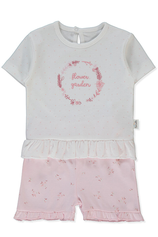 Interlock Shorts Pajama Set 2-Piece (Flower Garden) Pink