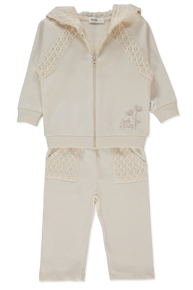 Two-Strap Cardigan 2-Piece Set (Lacy Girl) Beige
