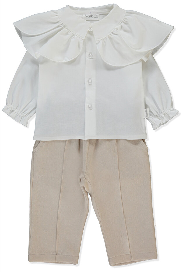 Woven Pants 2-Piece Set (Stylish) Beige