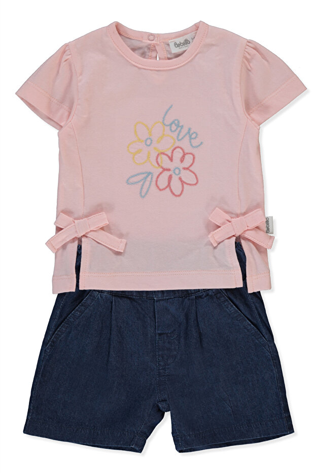 Tencel Shorts 2-Piece Set (Flower Girl) Dark Blue