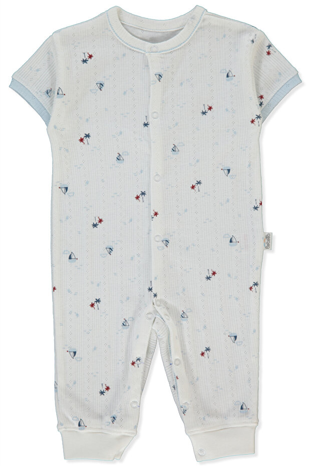 Ajurlu Mini Jumpsuit Without Booties (Palm in the Sea) Blue