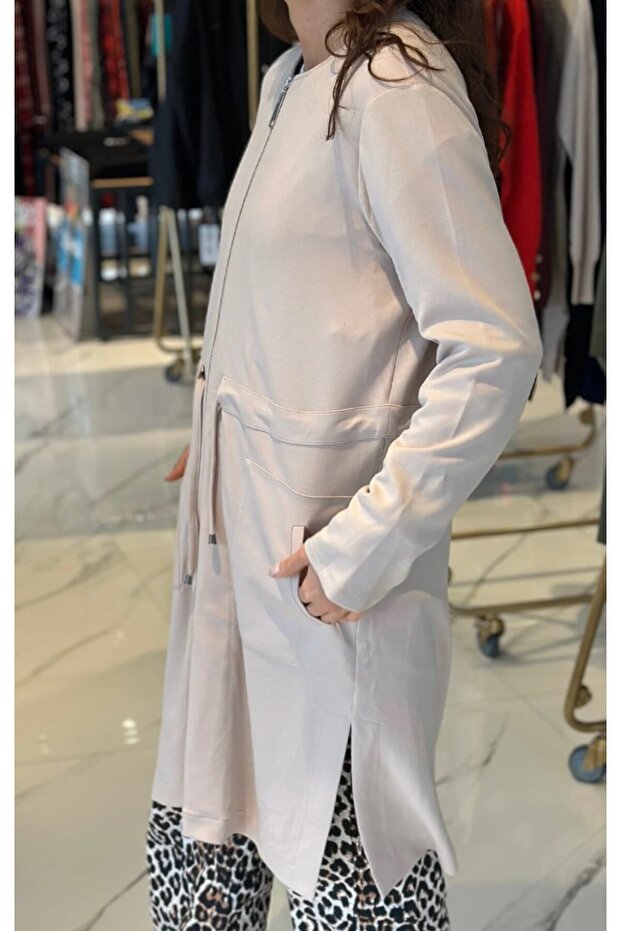 Zippered Cap Jacket 6012 Beige - 6