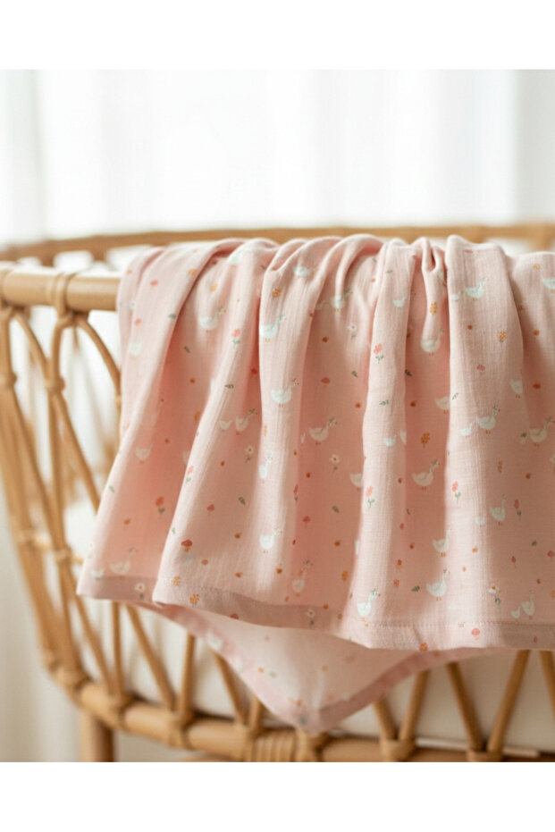 Duck Lady - Pink Muslin Blanket