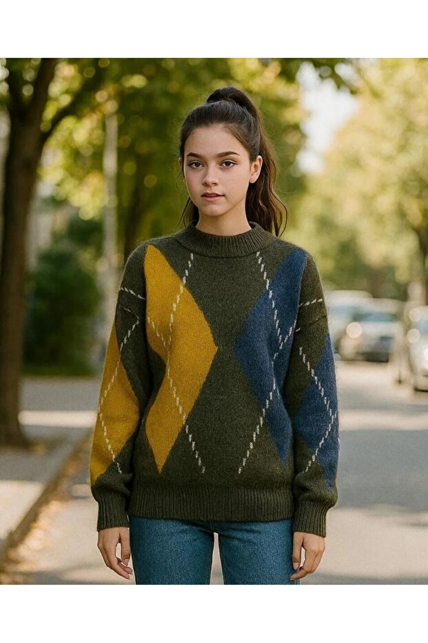 سترة سميكة ناعمة بنمط بقلاوة وياقة دائرية - 4