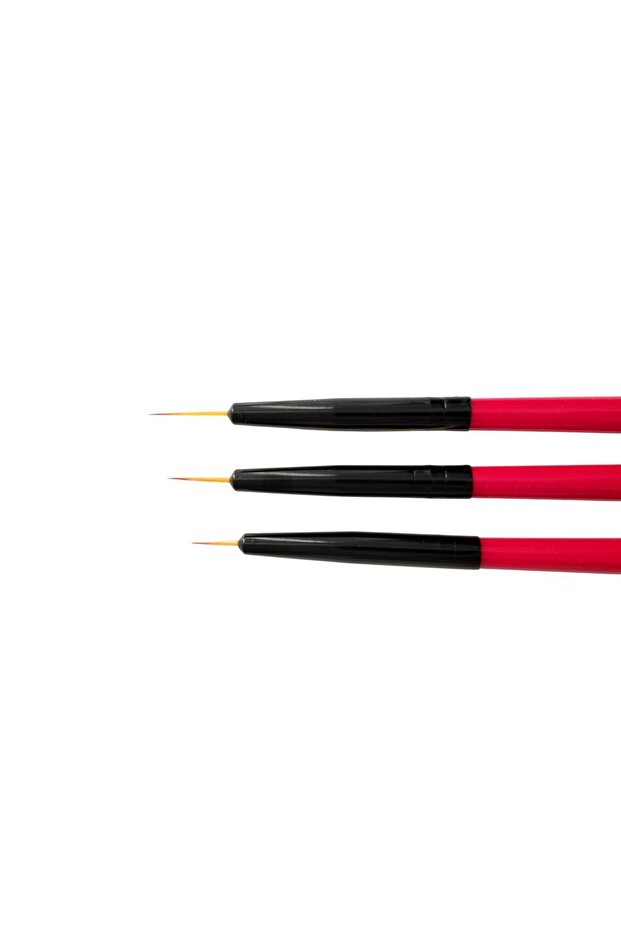 Detail Brush Extra Fine Tip Brush-Nail Decoration Brush Set-Pattern Brush, Red Handle-3 Pieces