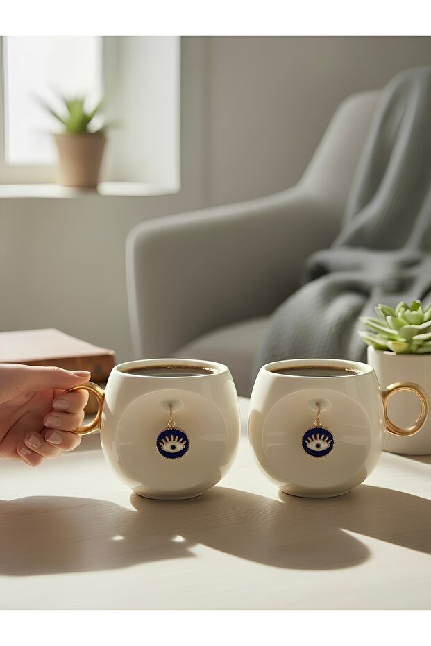 2 Li Luxury Lucky Charm Gilded Evil Eye Mug 200 ml