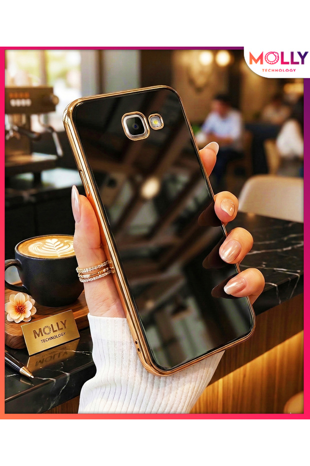 Luxury Silicone Case for Samsung Galaxy J4 Plus with Gold Detail on Black Edges