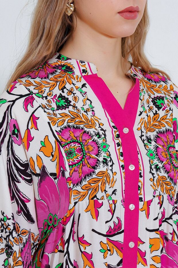 BDART Astarlı V Yaka Maxi Elbise - 4