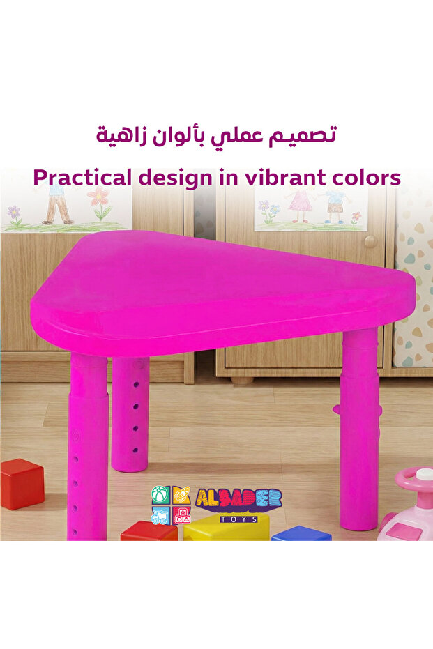 Adjustable Height Kids Plastic Table, Triangular Activity Study Table for Kindergarten Playroom - 2