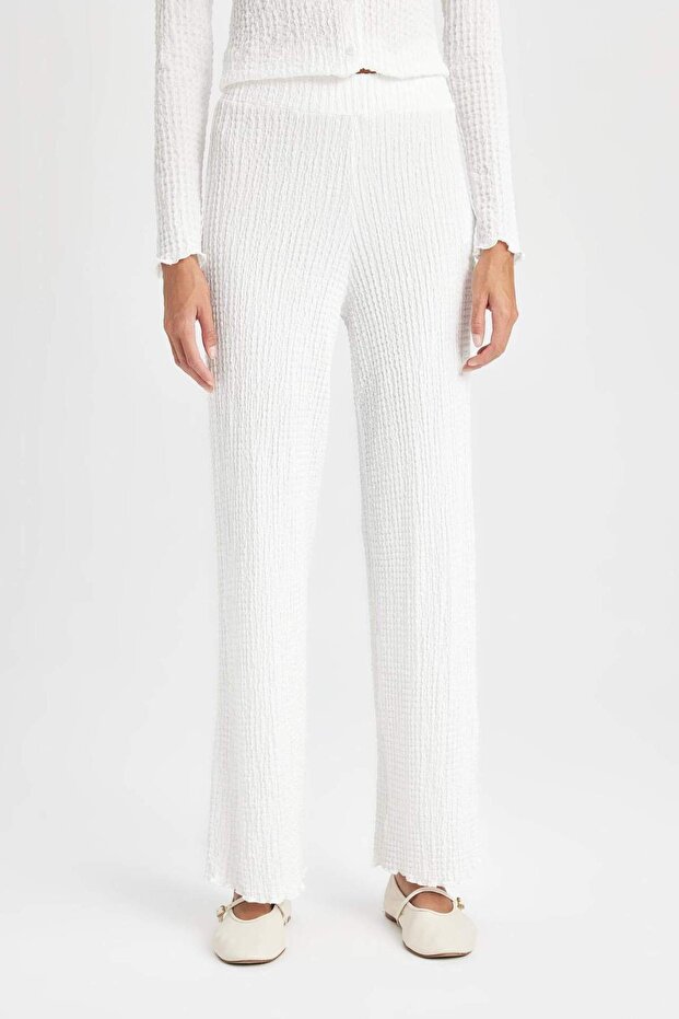 Regular Fit Basic Plain Bürstenhose mit elastischem Bund D4415AX24AU - 4