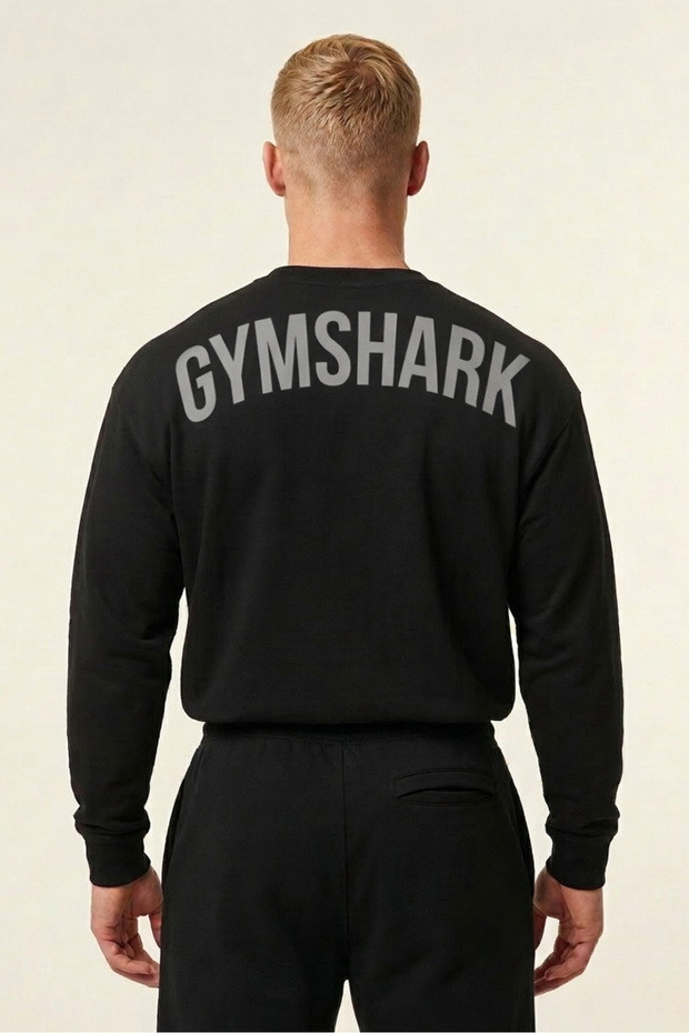 Shark+ Extra Oversized Men's Long Sleeve T-Shirt – Relaxed Fit, Soft-Textured Sports Gym Top