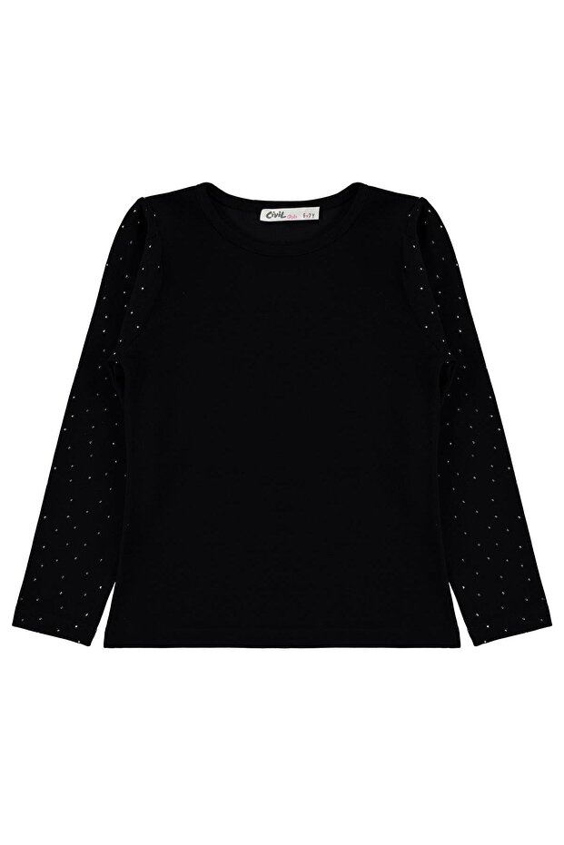 Stone-Embellished T-Shirt for Ages 6-9 - Black for Ages 6-7