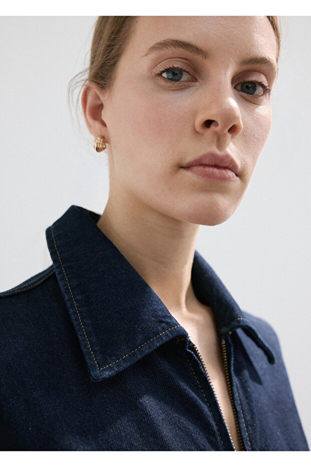 Kemerli denim tulum - 8