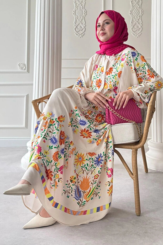 Rochie de primăvară cremă - 4