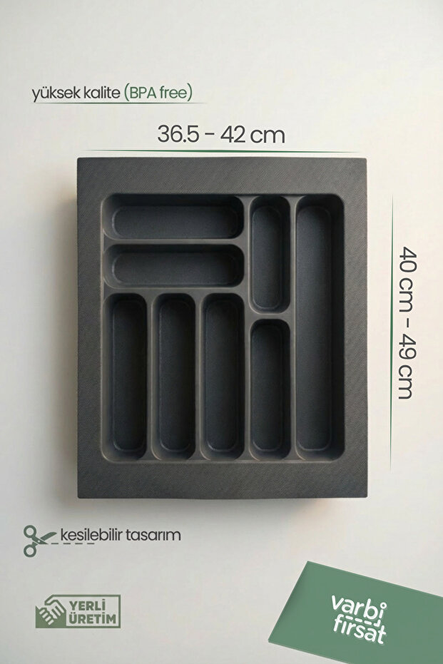42X49 cm Cuttable Drawer Spoon Holder | Anthracite