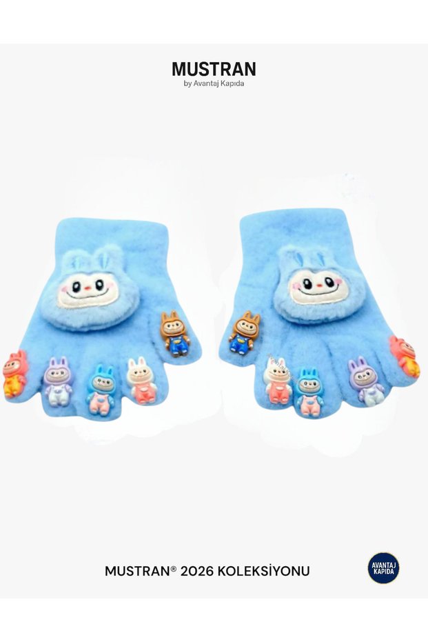 Plush Knit Gloves with Children's Character Figures | 4-14 Years Old Warm Winter Wear Made of Flexible Fabric