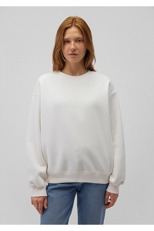 Crew Neck White Basic pulóver 1610198-70057 - 3