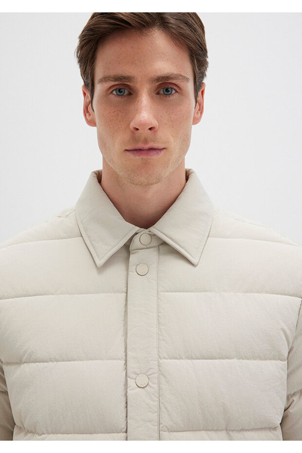 معطف منفوخ باللون البيج 0110599-70144 - 5