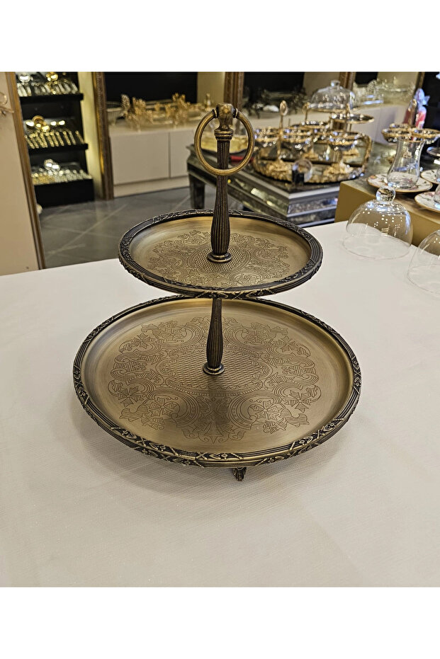 2-Layer Stainless Steel Presentation Plate 30/19 cm Antique
