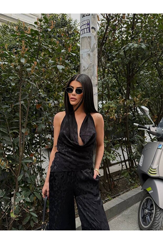 طقم بنطلون كينداسيل منقوش قماش جاكار مكشوف الظهر ديجاجي ياكا - 2