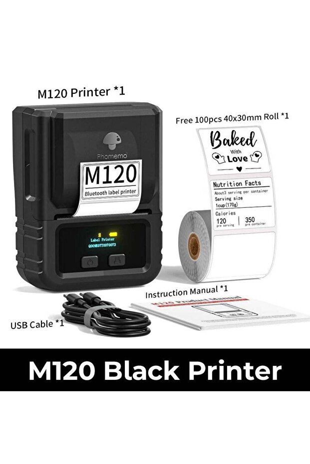 M120 Label Maker Barcode Printer Bluetooth Thermal Label Maker Machine for Retail QR Code Sm