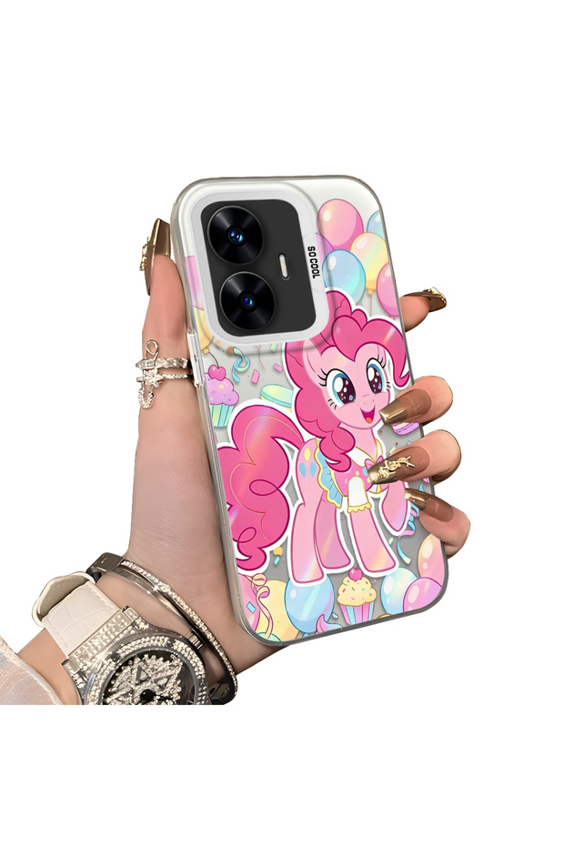 Realme C55 Compatible Hard Acrylic Back Silicone Edge Lens Protection Case Stylish Print Patterns