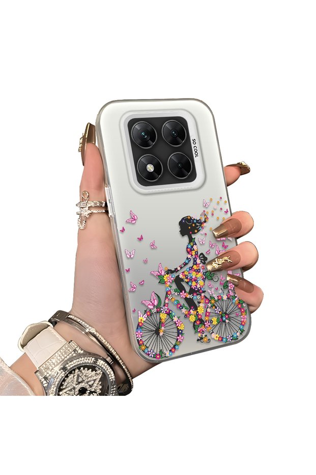 Poco X7 Compatible Hard Acrylic Back Silicone Edge Lens Protection Case Stylish Print Patterns