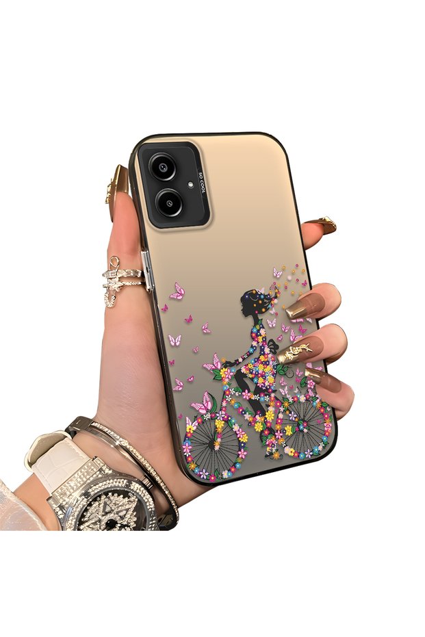 Samsung Galaxy A06 4G/5G Compatible Hard Acrylic Back Silicone Edge Lens Protection Case Stylish Print