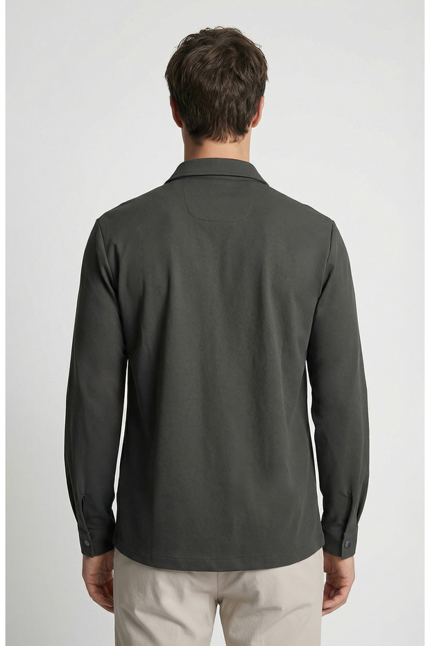 N-Tech Haki Çift Cepli Çıtçıtlı Dış Gömlek - 3