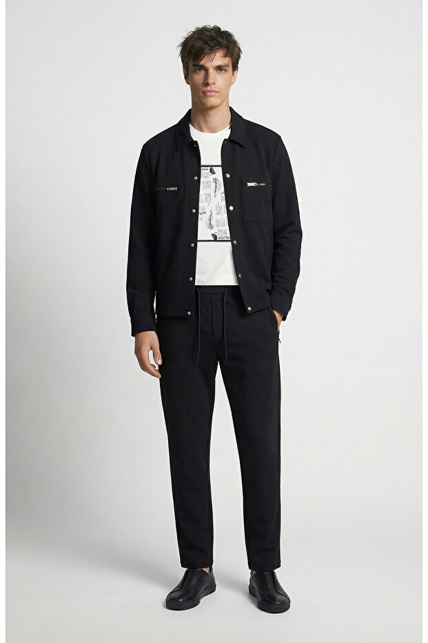 N-Tech Siyah Çift Cepli Çıtçıtlı Dış Gömlek - 2