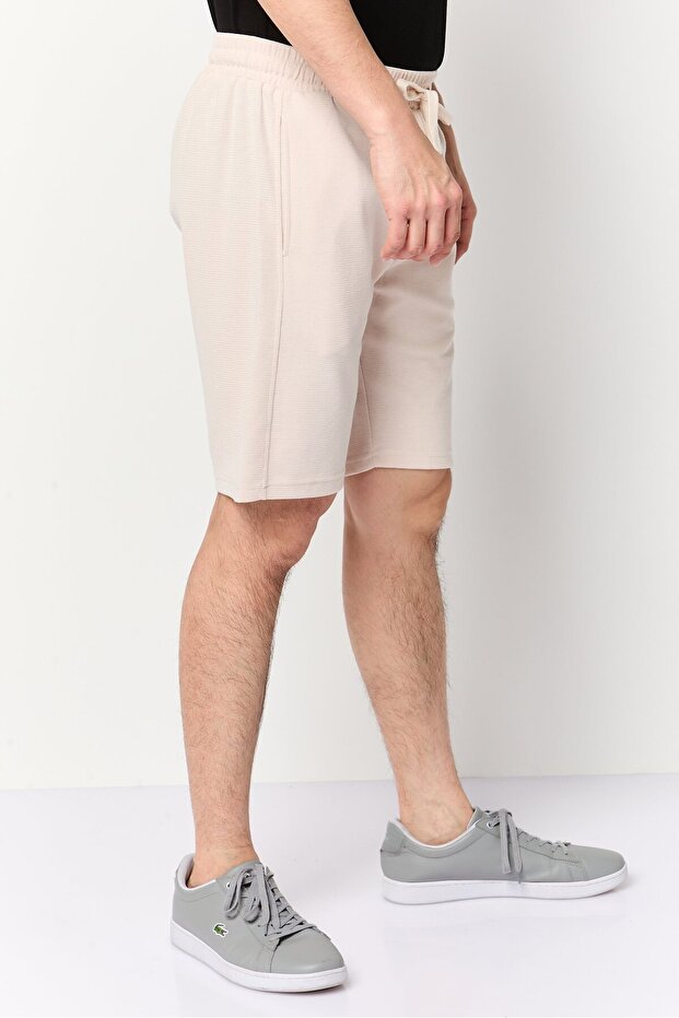 Jeans Men Solid Basic Shorts, Beige - 3