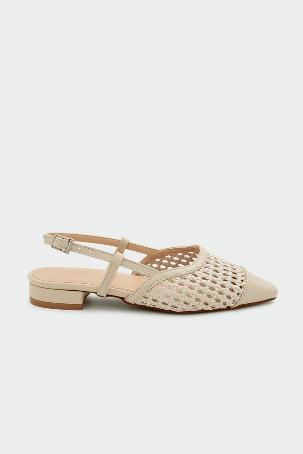 Megan Knitted Detail Women's Skin Flat Ballet Flats