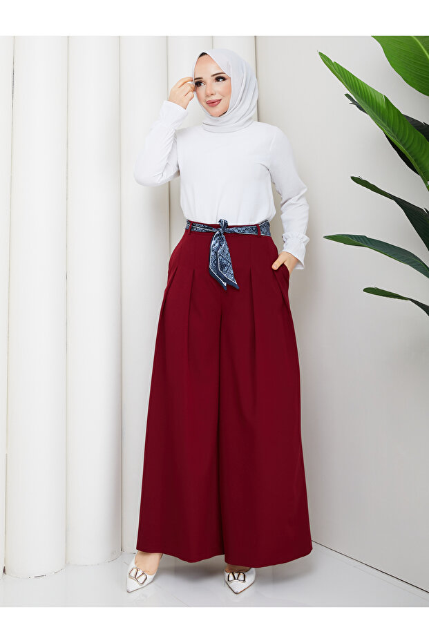 Pleated Belted High Waist Pants Rc7000