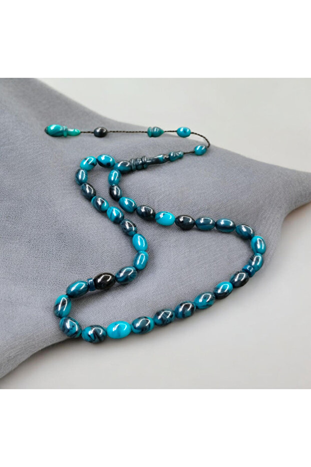Magnificent Colorful Carpa Cut Ringed Salih Master Made Crimped Amber Prayer Beads