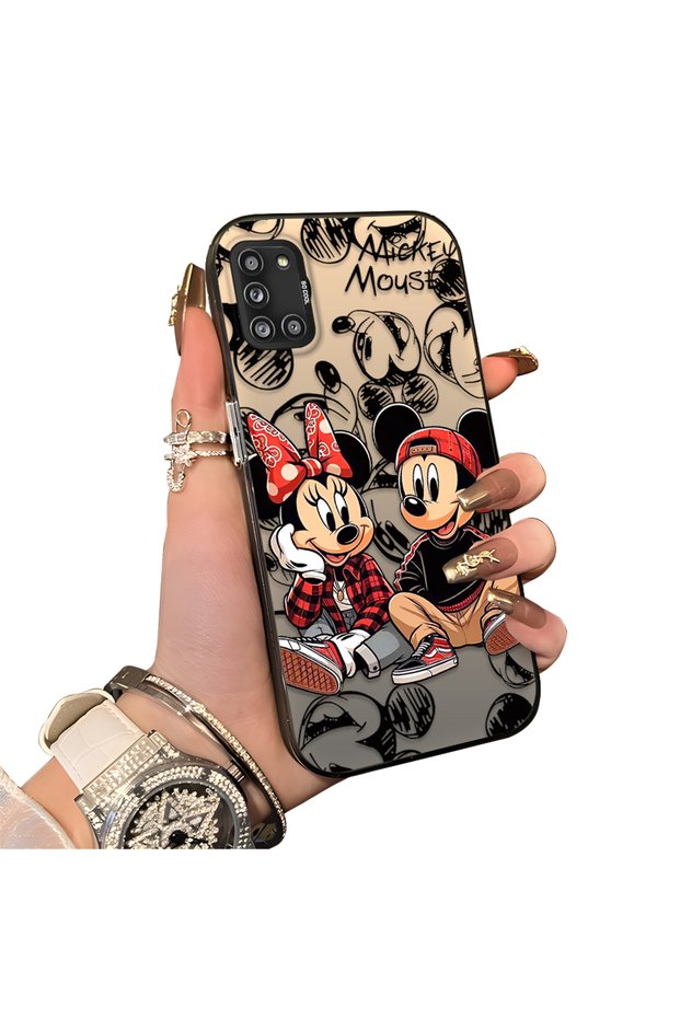 Samsung Galaxy A31 Compatible Hard Acrylic Back Silicone Edge Lens Protection Case Mickey