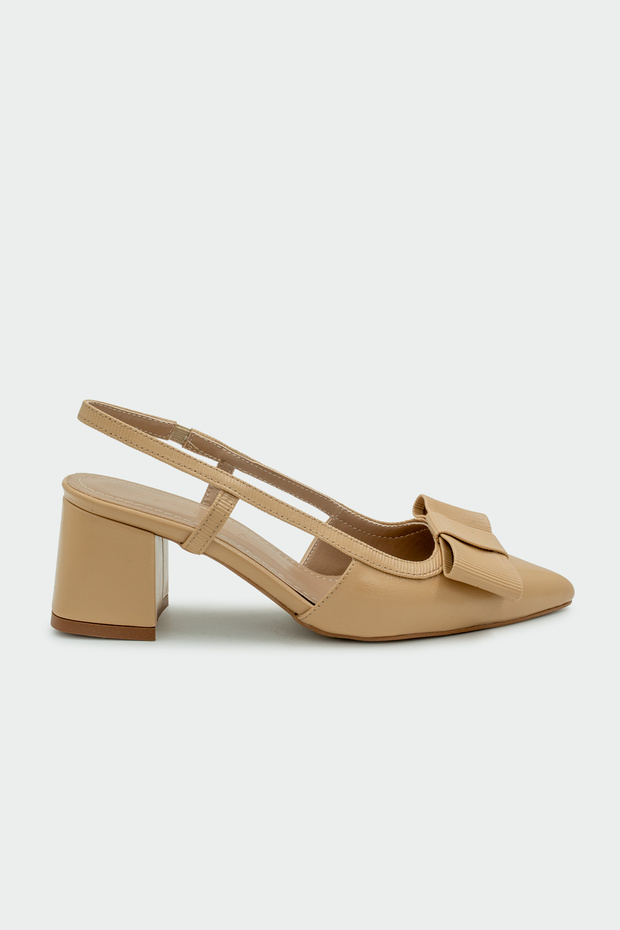 Forza Bow Detail Women's Camel Heeled Shoes