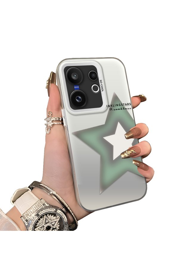 Vivo X200 Fe Compatible Hard Acrylic Back Silicone Edge Lens Protection Case Colorful Silver