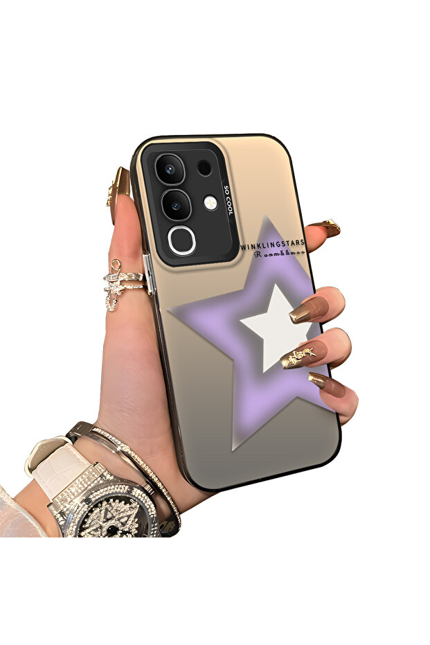 Vivo Y29 4g Compatible Hard Acrylic Back Silicone Edge Lens Protection Case Colorful Silver