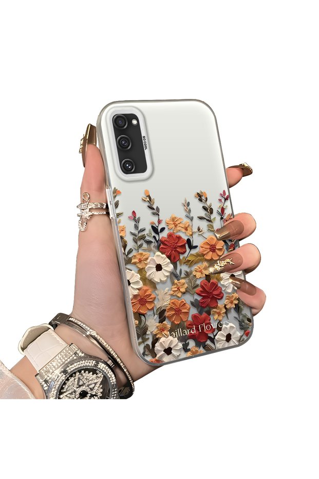 Samsung Galaxy S20 Fe 4G/5G Compatible Hard Acrylic Back Silicone Edge Lens Protection Case Beautiful Flower