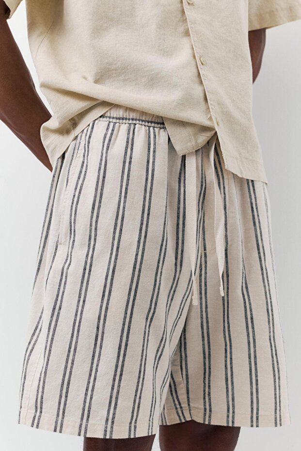 Ketenli jogger bermuda şort - 6