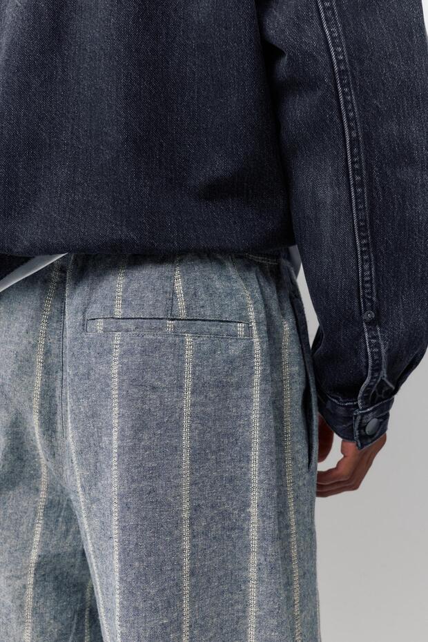 Ketenli jogger bermuda şort - 4