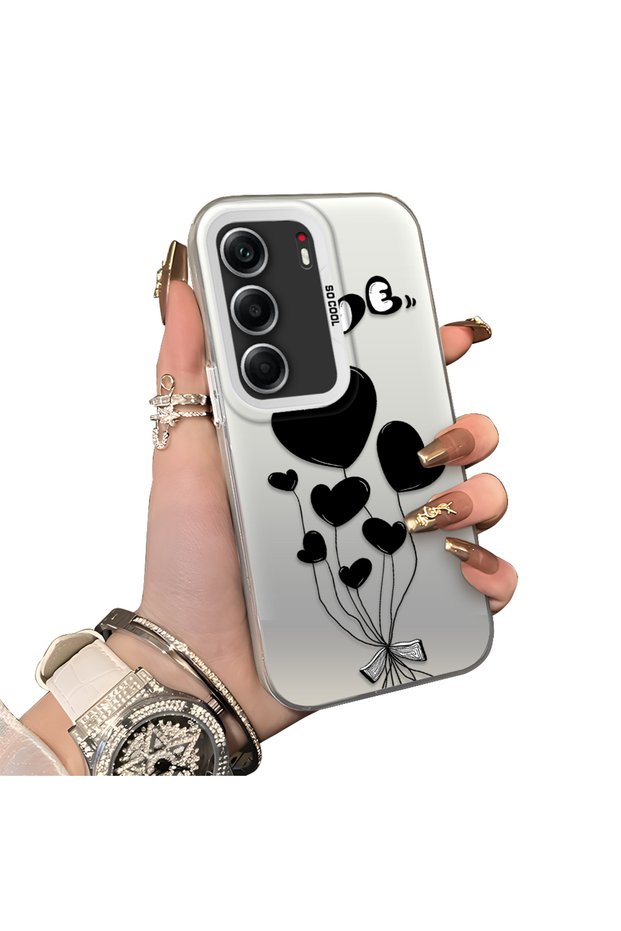 Tecno Camon 40 Pro 5g Compatible Heart Balloon Patterned Protected Silicone Phone Case