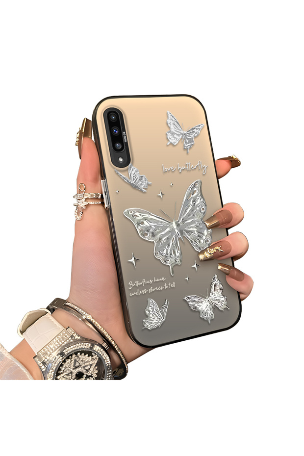 Samsung Galaxy A50/A50S/A30S Compatible Hard Acrylic Back Silicone Edge Lens Protection Case Beautiful Pattern