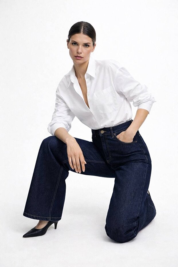 Lacivert Palazzo Basic Jean - 2