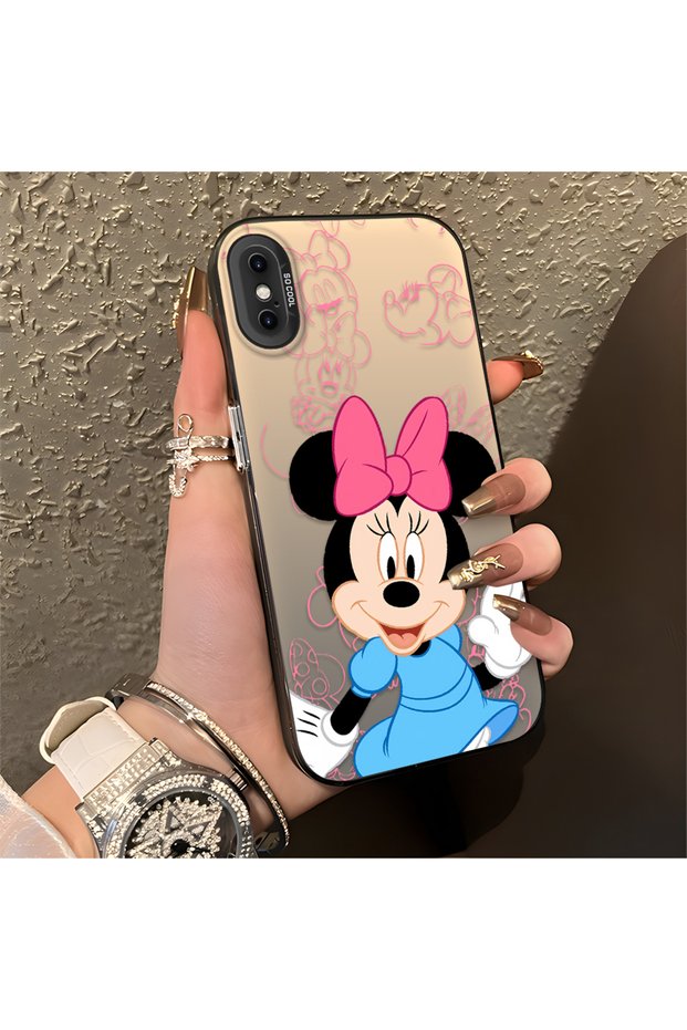 Stylish Minnie Mouse Patterned Shockproof Phone Case Compatible with iPhone X/Xs