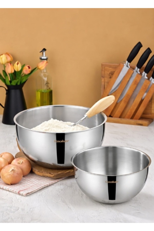 2-Piece Stainless Steel Mixing Bowl Set – 24 cm (3.5 L), 26 cm (7 L)